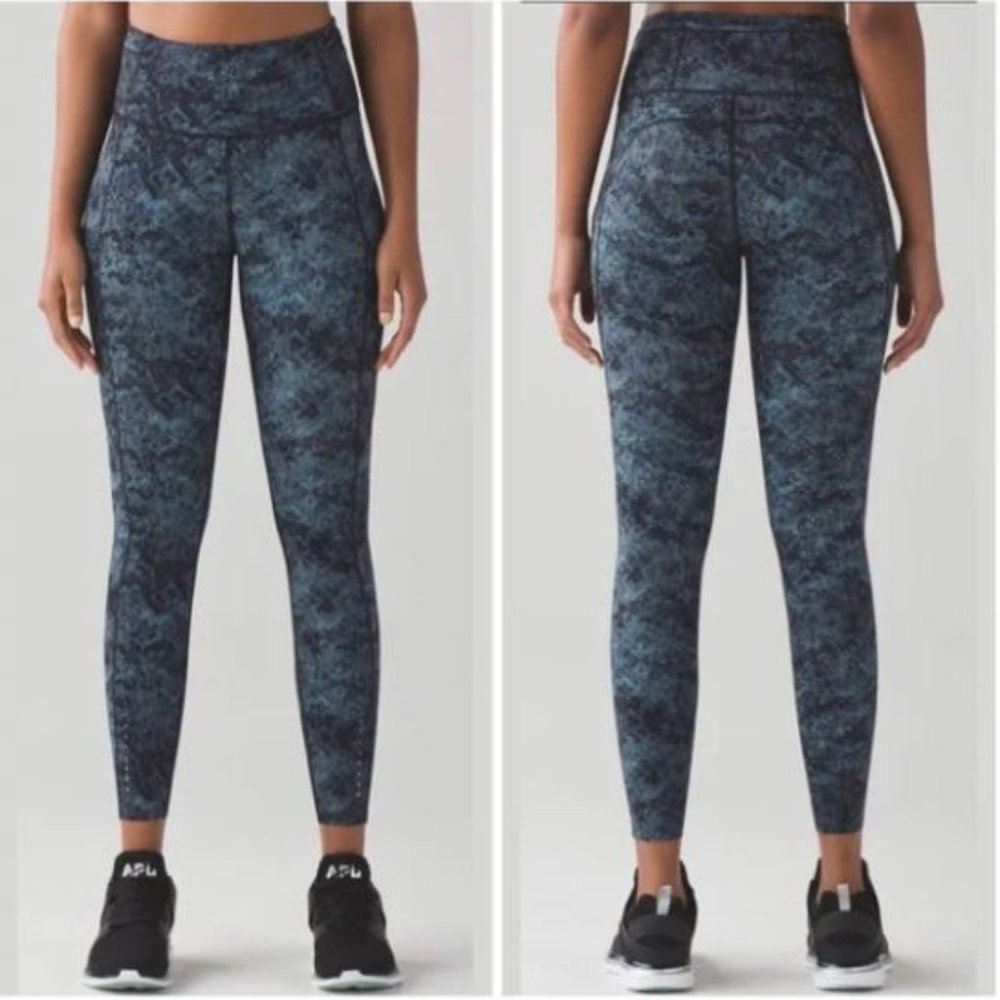 lululemon athletica Blue/Black Patterned High-Rise Leggings